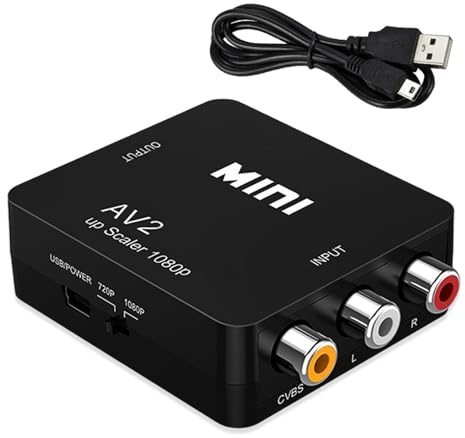 LianSinGo RCA to HDMI 1080P AV Converter, Composite CVBS AV to HDMI Video Audio Adapter for PC Laptop Mini Xbox- PS3- TV STB VHS VCR Camera DVD