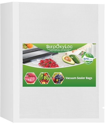 SurpOxyLoc 100 Pack 15x25cm Food Vacuum Sealer Bags Heavy Duty | BPA Free PreCut Food Grade,Commercial Grade,Heavy Duty Embossed Vacuum Food Freezer Bags,Great for All Vacuum Sealer