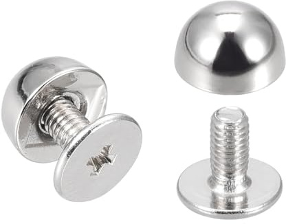 TA-VIGOR 10pc 8x5mm Screw Back Rivets, Leather Studs Solid Round Head Zinc Alloy Studs Spike Screw Rivet for Leather, Craft, Bags, Belts, Shoes, Purse, Feet Nailhead Studs DIY, Silver