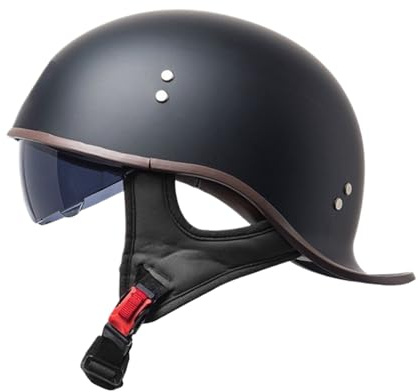 Da Motociclista Mezzo Volto - Copricapo Da Motociclista Con Visiera, Con Fibbia Regolabile, Robusto Equipaggiamento Protettivo, Accessorio Di Guida Distintivo | Copricapo Di Sicurezza Affi