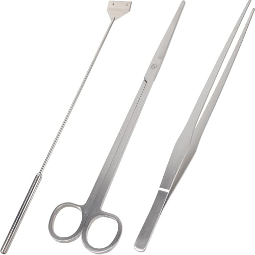 TOYANDONA Kit D'outils en Métal pour Aquarium Argenté, Grattoir Rapide pour Aquariums en Verre, Coupe-Bordures pour Plantes Aquatiques et Entretien Facile