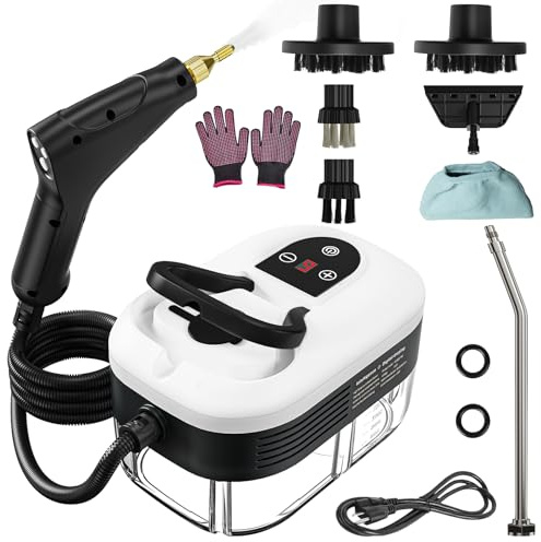 Handheld Steam Cleaner for Home, 2500W High Temperature Pressurized Machine, 1.2L Water Tank, Handle-controlled Steam Output, Portable Cleaning Steamer for Car, Bed Bugs, Furniture (White)
