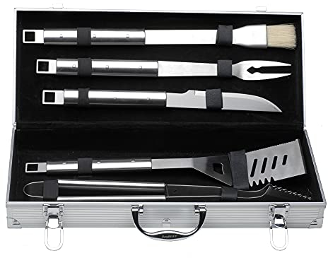 BERGHOFF 1108180 Grill-Set, 6-teilig, Edelstahl, Edelstahl