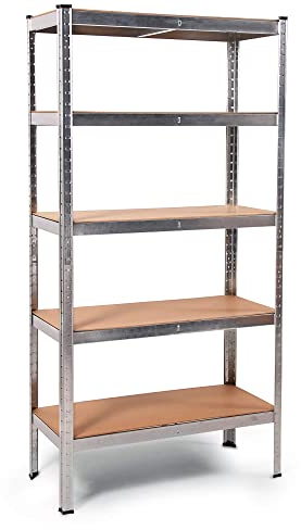 Ondis24 Metallregal Thomas, Lagerregal 90x40x180 (H) cm, Kellerregal bis 875kg balstbar, Silber, mit 5 Einlegeböden, je 175 Kg belastbar, höhenverstellbar, funktionales Schwerlastregal