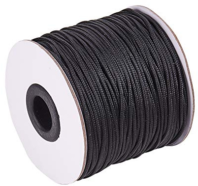PH PandaHall 1,5 mm / 91,4 m Schwarze Nylonschnur für Jalousien, Mini-Rollo, Schnur für Fenster, Raffrollo