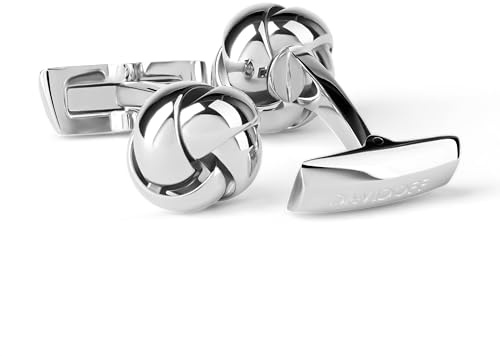 DAVIDOFF ESSENTIALS Manschettenknöpfe Silber – exklusive rhodinierte Messing Manschettenknöpfe – stilvolle Herren Accessoires in attraktiver Knoten-Form