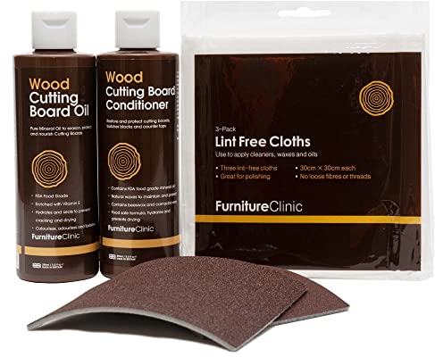 Chopping Board Maintenance Kit - Use to Clean, Maintain, Protect and Restore Chopping Boards - Contains: 250ml Cutting Board Oil and 250ml Cutting Board Conditioner