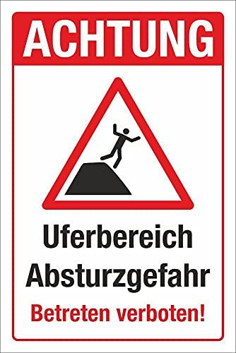 WERBEPUNKT. Schild Uferbereich Absturzgefahr Betreten verboten Warnschild 3 mm Alu-Verbund 450 x 300 mm