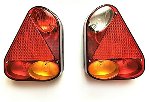 MelTruck Rückleuchten Set Links Rechts 12V LED Trailer Anhänger Wohnwagen LKW E-Prüfzeichen 175x220mm Schlusslicht Bremslicht Blinker Nebelschluss Rückfahrlicht (Standardversion)