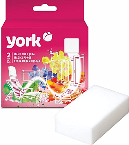 YORK - Esponja mágica sin detergente, Espuma de melamina, para Paredes, Muebles, Zapatos, 2 Unidades