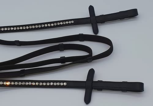 Zuegel Zügel Deister Gummizügel Glitzer Strass Dunkelbraun Schwarz 2,60 2,60 Meter Tysons (2,80, Dunkelbraun)