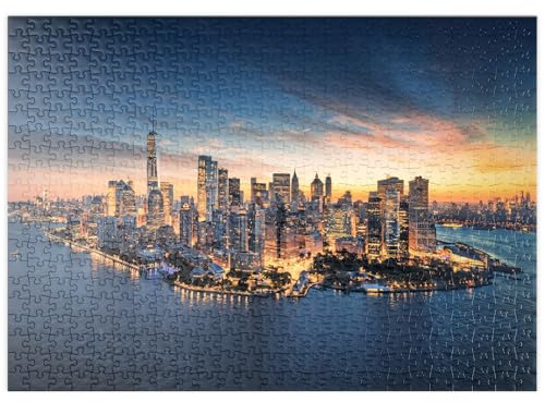 MyPuzzle New York City Panorama Skyline bei Sonnenaufgang - Premium 500 Teile Puzzle - MyPuzzle Sonderkollektion von Puzzle Galaxy