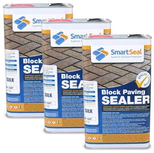 Smartseal Block Paving Sealer - Silk Finish – Wet Look Block Paving Sealer, Sand Hardener & Weed Inhibitor. Satin Finish Premium Block Paving Sealant for Block Paved Driveways & Patios (3 x 5 Litre)