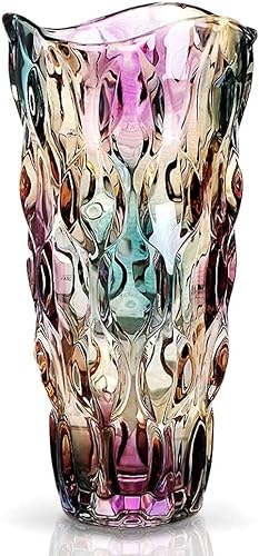 CEMABT 24 cm Blumenvase 3.4 lbs Thickened Vase für Tulpen- Geschenke für Mama zum Geburtstag,Geschenkideen Mutter Glasvase für Blumen Klarglasvase Dekorativ für Hochzeiten(Farbig Akzentuieren)