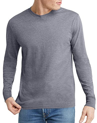 Hanes Originals Men's Tri-Blend Long Sleeve T-Shirt, Athletic Navy PE Heather, X Large