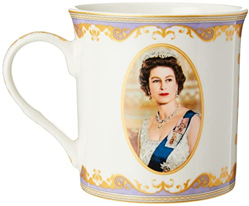 The Leonardo Collection Her Majesty Queen Elizabeth II Commemorative Mug,White,H9cm