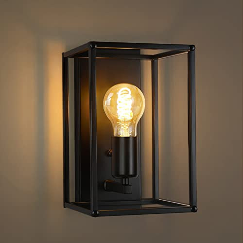 Homefire Wandleuchte Innen Wandlampe Vintage Wandbeleuchtung Schwarz