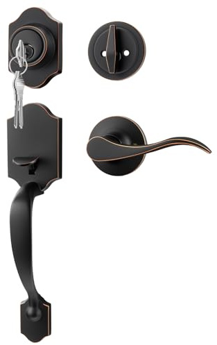 Goldenwarm Front Door Lock Set, Oil-Rubbed Bronze Front Door Handle and Deadbolt Set, Exterior Door Lock Set, Front Door Handles and Locks