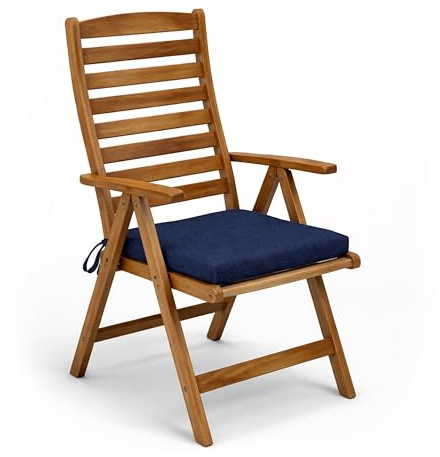 POKAR Bankauflage 70x70 cm | Bankkissen mit abnehmbarem Bezug und Bändern | Sitzauflage für Gartenbank, Sitzbank, Schaukel | Sitzpolster für Indoor und Outdoor | Oeko-TEX | Made in EU | Dunkelblau