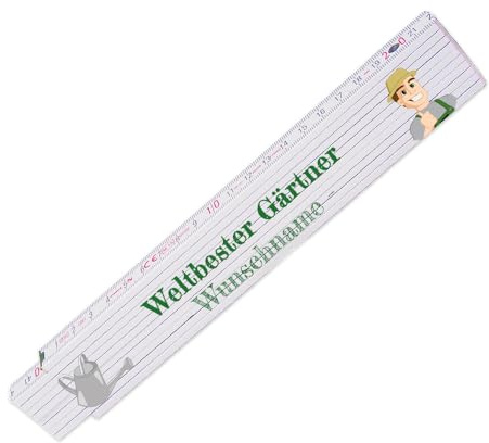 Zollstock – Weltbester Gärtner - personalisiert mit Namen - Glieder-Maßstab mit Wunsch-Namen - Meterstab individuell bedruckt