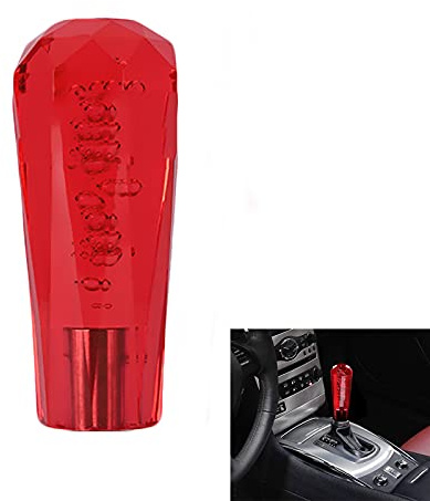 Torcarvh Schaltknauf Crystal Diamond Automatischer Schaltknauf Auto Leuchtender modifizierter Pollerkopf Passend für die meisten automatischen manuellen Fahrzeuge (Rot, 10 CM)