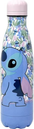 Disney Stitch Bouteille Réutilisable, Design Résistant, Gourde pour Filles, Bouteille D'eau, Gourde Voyage, Capacité 500 ml - Rose D-S-5656-BT