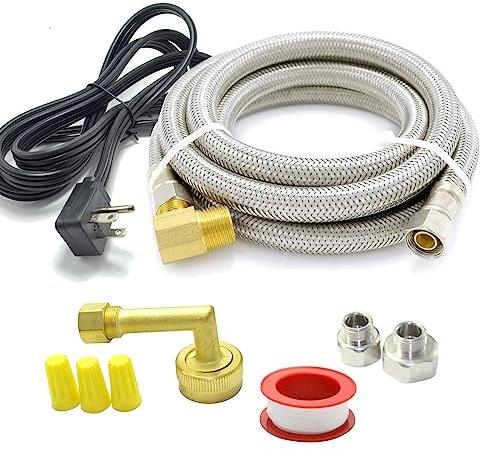TT FLEX Universal Dishwasher Installation Kit,4 Ft Stainless Steel Dishwasher Hose,Burst Proof Water Supply Line with 3/8 Compression Connections