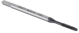 MACHSWON Spiral Point Threading Tap M2 x 0.4mm, for Through-Hole Threads, H2 High Speed Steel, TICN Coated Finish, Round Shank with Square End, Metric Drill Thread Screw Taps Tapping Bit 1pcs