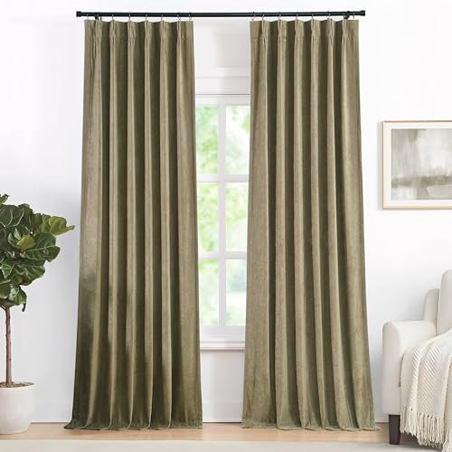 Vision Home Tende a Pieghe Pizzicate Completamente Oscuranti Marrone Moka in Velluto Ciniglia Pannelli Tenda Oscurante per Finestra 274 cm per Soggiorno Camera da Letto Insonorizzate Tende a Pieghe