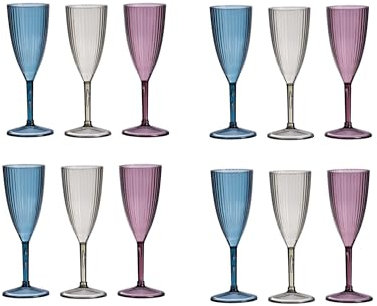 mille idee 12 bicchieri Bicchiere Prosecco Spumante Flute in Platica D.7xh21,5 m 3 colori assortiti