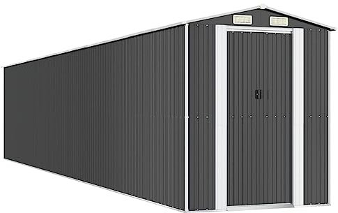 vidaXL Garden Shed - Galvanised Steel Storage for Outdoor Tools, Pool, and Garden Equipment - Anthracite - Easy Assembly