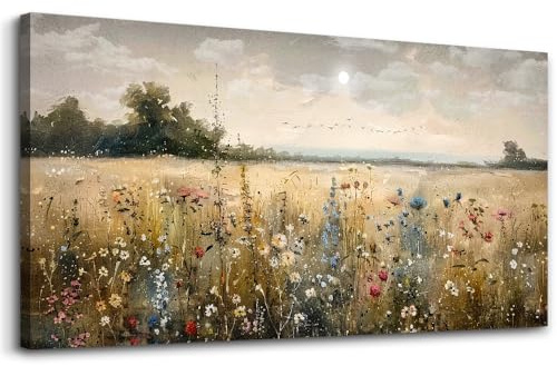 Wapluam Wall Decor For Living Room Canvas Prints Wall Art Bedroom Office Decoration Vintage Abstract Painting Rural Natural Landscape Pictures Artworks Ready To Hang Farmhouse Aesthetic Home Decor