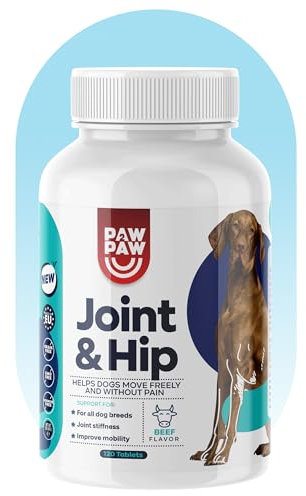 Paw2Paw Hip and Joint Tablets for Dogs - Lot de 120 comprimés articulaires pour chien - Glucosamine KCI 250 mg Joint Care pour chiens