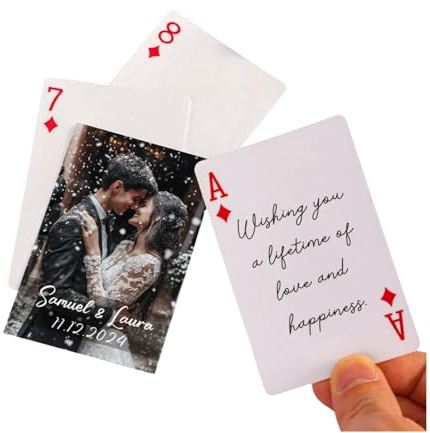 Custom System Hochzeits-Gästebuch-Alternative, Hochzeitsspielkarte | Personalisierte Bild-Spielkarten, Hochzeits-Pokerkarten, Fotogeschenk, einzigartiges Hochzeitsgeschenk