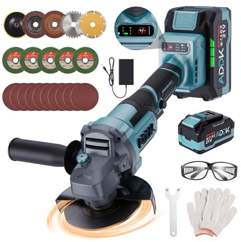 Amoladora Angular Inalámbrica 125 mm Con Batería 4.0Ah - 6 Velocidades Ajustables, 9000RPM, Sin Escobillas Para Rectificar y Cortar, Bricolaje, Electricista (B)