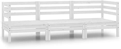 WSJHUHK Home-Outdoor Gartenmöbel-Set, 3-teilig, massives Kiefernholz, Weiß