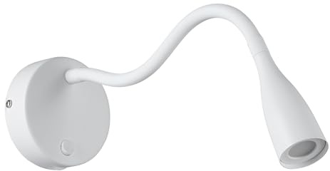 EGLO LED Wandlampe Olivandino 1, Schwanenhals Leselampe Wandmontage | Bettlampe Wand mit Schalter und USB Ladefunktion, Wandleuchte Schlafzimmer, Metall und Kunststoff in Weiß, warmweiß