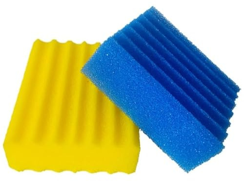 CBF-200A / CBF-200T / CBF-200U / MBF-200 Teichfilter Schwämme – Filtermatten für Teichfilter, Ersatz Filtermedien, Filterschwämme (1 x Blau Grob, 1 x Gelb)