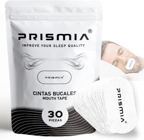 Prismia Pack de Tiras Bucales Hipoalergénicas. Mouth Tape for Sleeping. Cinta Bucal para Dormir con la Boca Cerrada. Myotape Boca Adulto. Mouth Strips. Parches Pegatina Boca Dormir. WHITE.
