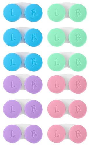 12PCS Colorful Contact Lens Case, Immersion Kit, Leak-Proof Packaging, Suitable for Outdoor Mini Case Screw Top