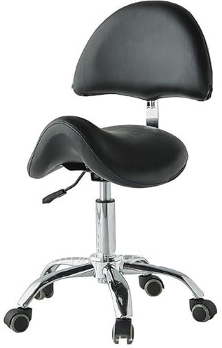 KAHDBOY Professioneller Sattelhocker mit Rollen, Dental Mobile Chair, Rolling Chair mit Rückenlehne, für Salon Spa Beauty Massage Dental Clinic Home Office Use(Black)