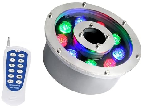 Faretto Subacquei - Faretti Piscina, IP68 Illuminazione Impermeabile Per Stagno A Foro Centrale, Luce Subacquea 12/24V, Lampada Per Giochi D'acqua Con Cambio Colore RGB Con Telecomando(12w(AC12V))
