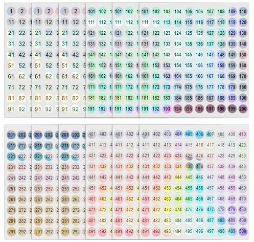 15 Blatt 1-500 fortlaufende Nummernaufkleber 1 cm Holografische Vinyl-Nummernaufkleber Kleine runde abnehmbare nummerierte Etiketten Laser Mini selbstklebende Nummernaufkleber für Lagerklassifizierung