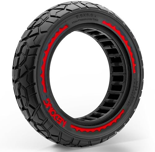 Felixstory 9.5x2.5 Off-road Solid Tire, Fit for NIU KQi3 Pro/Max/Sport Electric Scooter, Puncture-Free, Hassle-Free Maintenance - Anti-Skid, Shockproof 9.5 x 2.50 inch Tubeless Tire, Red