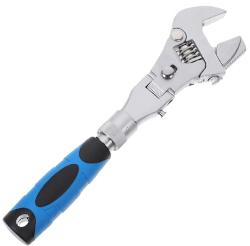 SOPOTUTU Llave Inglesa Ajustable Carraca Reversible con Mango Telescópico de Cabeza Flexible Giratoria Herramienta Duradera para Mantenimiento Doméstico y Mecánico