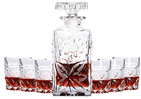 Genérico Decantador de Vino de Cristal Tallado para Whisky, Copa Especial para cóctel de Whisky con Boro de Alta Transparencia, Copa para Banquetes, Fiestas y Bodas, fácil de Limpiar.