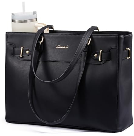 LOVEVOOK Handtasche Damen Mittelgroß, 17,3 Shopper Tasche Arbeitstasche Elegant Laptoptasche Groß, PU Leder Tote Bag Women Lehrertasche Aktentasche mit Laptopfach für Business, Schule, Büro