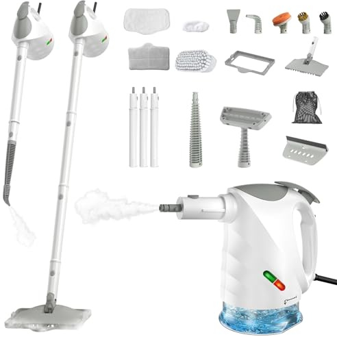 Dampfreiniger, 10-in-1 Handdampfreiniger, 15S Schnelle Aufheizung Dampfwischer, 450 ml Druck-Mehrzweckdampfreiniger, 1500 W, chemikalienfreier für den Heimgebrauch, Reinigung von Böden, Fliesen, Fenst