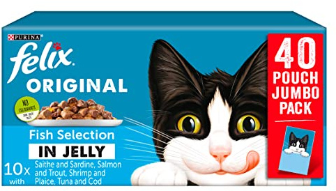 Felix Fish Selection in Jelly Wet Food Pouch, 40 x 100g, Transparent