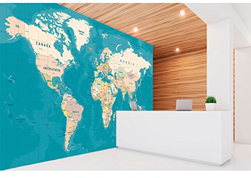 Sfondo Mappamondo Muro Sfondo Blu | Fotomurale per pareti | Murale | Sfondo | Varie Misure 400 x 300 cm | Decorazione sala da pranzo, salotti, camere...